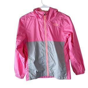 The North Face‎ Girls Windbreaker Jacket Hood Pink Gray Sz M 10-12